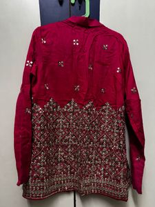 Pink Embellished Indian Blazer