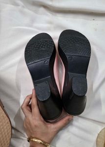 Light Pink Patent Block Heel Bellies for Women