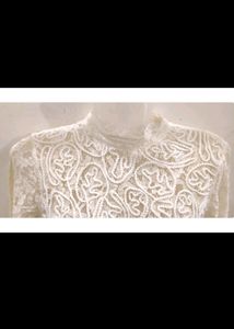 Transparent  Net White Top For Girls
