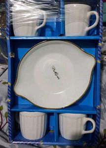 Elegant White Coffee Cups & Saucer Set