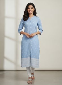 Light Blue Printed Kurta