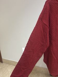 Burgundy Turtleneck Knit Sweater