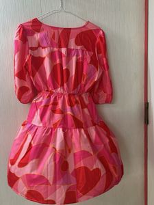 Vibrant Pink &amp; Red Abstract Print Dress