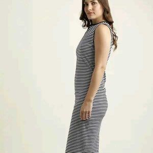 Striped Sleeveless Midi Dress