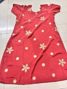 Embroidered Red Kurta Set with Dupatta
