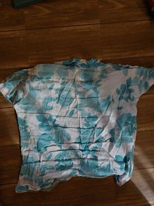 Blue Floral Print Short Sleeve Shirt