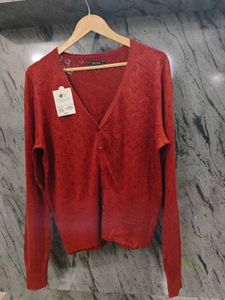 Charming Red Cardigan Sweater