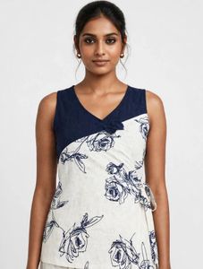Blue Floral Print Top