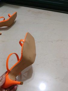 Orange Heeled Mules