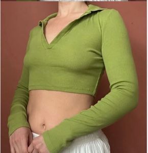 Ribbed Collared Crop Top