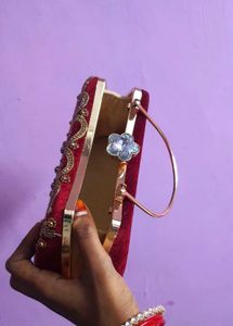 Maroon Clutch with Gold Embroidery