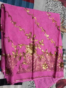 Pink Sequined Saree