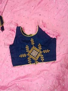Pink &amp; Navy Embroidered Lehenga Choli for 11 yrs g