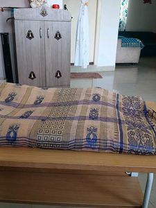Elegant Beige &amp; Blue Saree