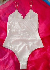 Elegant White Lace Trim Bodysuit
