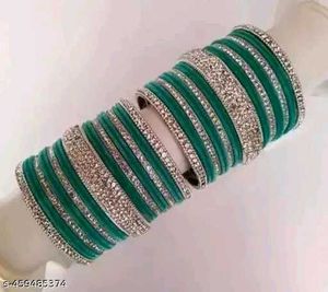 Elegant Blue &amp; Silver Bangles Set