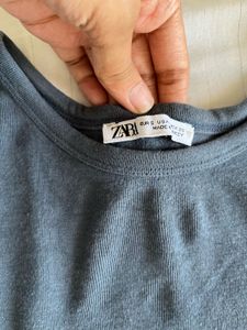 zara steel blue top