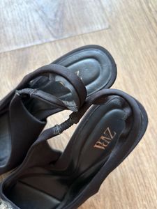 Elegant Black Slingback Heels with Crystal Embelli