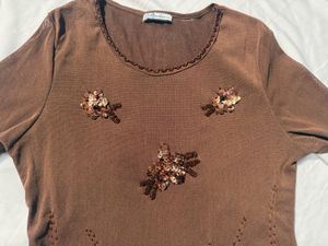 Y2k Brown Embellished Top