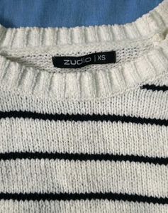 Striped Knit Sweater with Balloon Sleeves