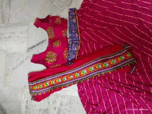 Vibrant Pink Leheriya Lehenga Choli Set