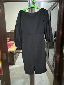 Black one piece dress+purple tshirt combo