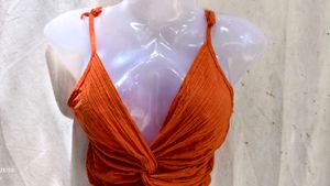 Orange Twist Front Crop Top