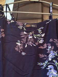 Navy Floral Print Cold Shoulder Dress