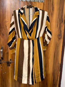 Chic Striped Wrap Dress