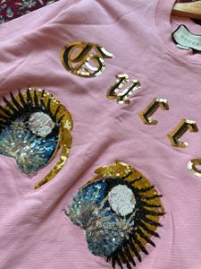 Gucci Pink Sequin Eye Sweatshirt