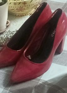 Chic Red Patent Block Heels