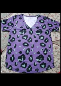 Shein Purple Leopard Print Tee