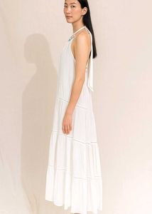 White Tiered Halter Maxi Dress
