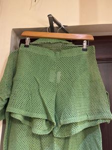 Green Knit Shirt &amp; Shorts Co-ord