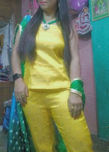 Yellow 💛 Chanderi Palazzo Pant with Suit
