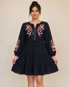 Embroidered Tiered Mini Dress