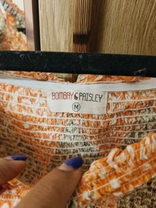 Orange Smocked Crop Top