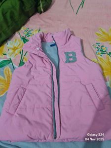 Pink Sleeveless Puffer Vest