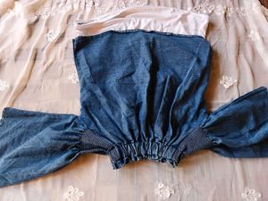 Denim off shoulder top