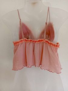 Pink Sheer Babydoll Top
