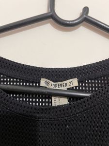 Black Mesh Crop Top