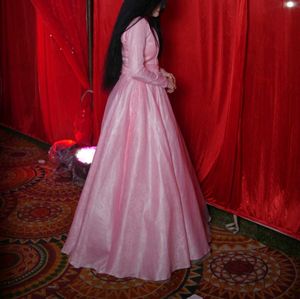 Elegant Pink Long Sleeve Maxi Dress