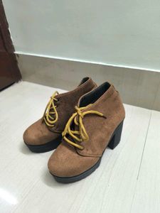 Brown Suede Lace-Up Ankle Boots