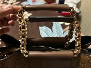 Women Stylish Brown Handbag with Chain Detail