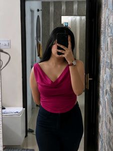 💖Ruched Cowl Neck Magenta Top💖