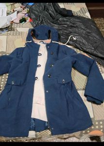 Stylish Blue Hooded Coat with sweater free