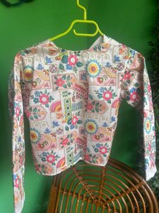 Vibrant Floral Print Ethnic Jacket