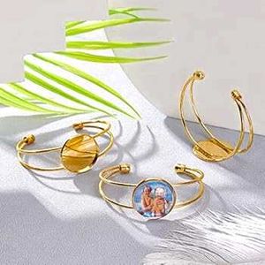 Custom Photo Gold Bangle Bracelet