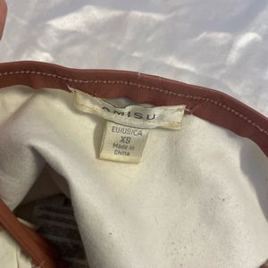 Brown PU Crop Top