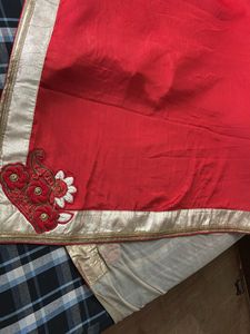 Embroidered Velvet Saree